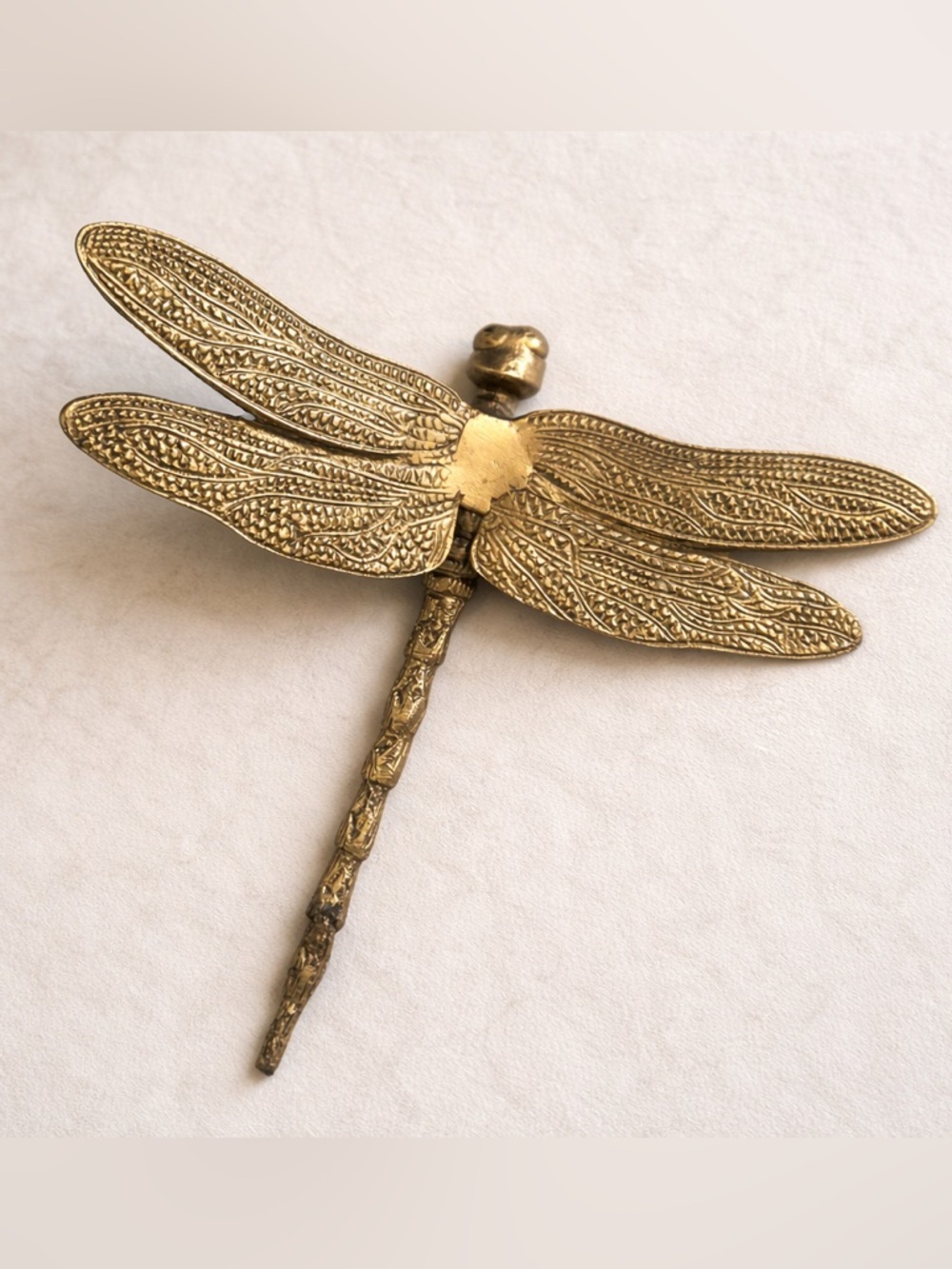 Brass Dragonfly Wall Accent - Gold Tone